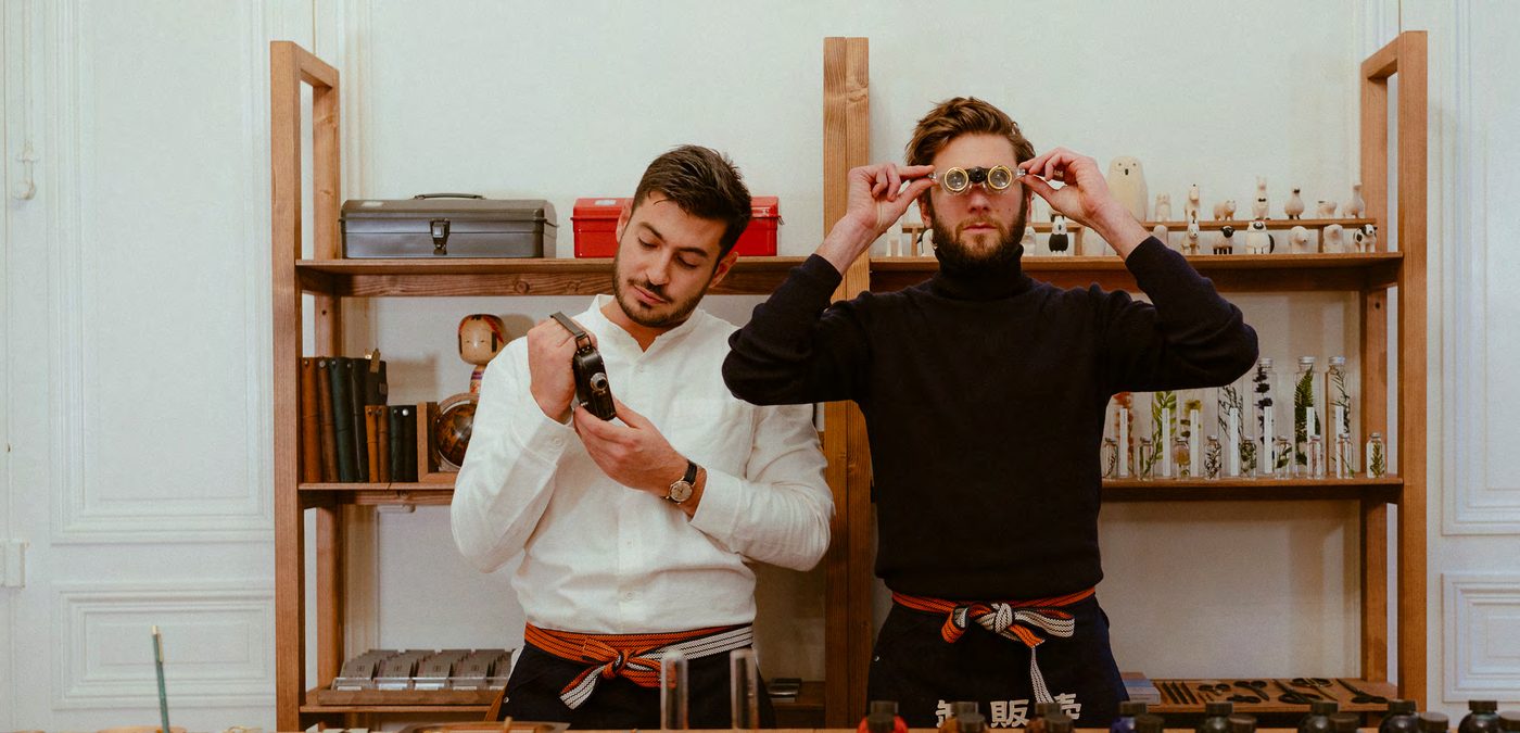 Kévin Clop et Jérôme Cubizôlles, fondateurs de Robinson, dans le showroom parisien